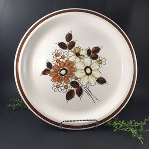 Pleasant Grove Chop Plate Platter Woodhaven Collection Brown Yellow Flowers